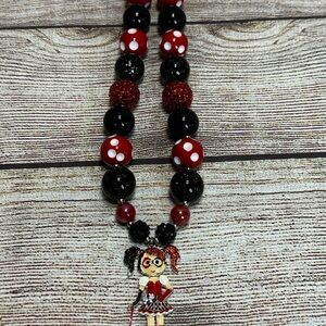 Harley Quinn Handmade Large Bead Necklace Pre Owned
